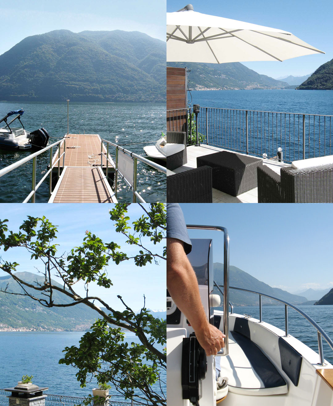 Pontile privato, giardino sul lago, area relax e barca 40 cv di Telos Boats sul Lago di Como
